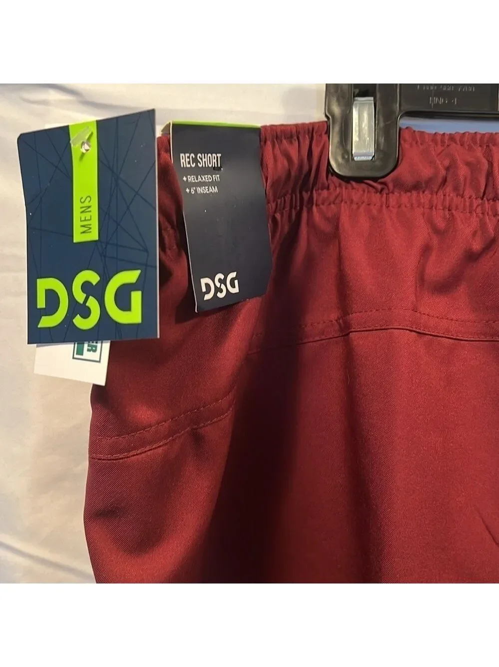 DSG Men’s Recreation Shorts, Size 2XL, Waist 22”, Length 18”, Deep Brick Color